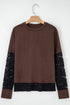 Sheer Lace Patchwork Faux Layered Long Sleeve Top